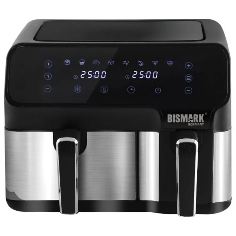 سرخ‌کن دوقلو بیسمارک مدل BM3600 – ظرفیت ۹ لیتر (۵.۵ + ۳.۵ لیتر)، توان ۳۰۰۰ وات + گارانتی 24 ماهه کارت طلایی تعویض