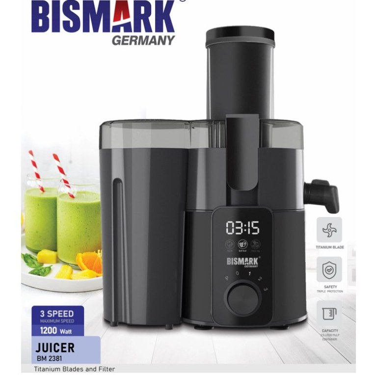 آبمیوه گیری بیسمارک مدل BM2381 تک کاره ۳ سرعته + گارانتی 24 ماهه کارت طلایی تعویض