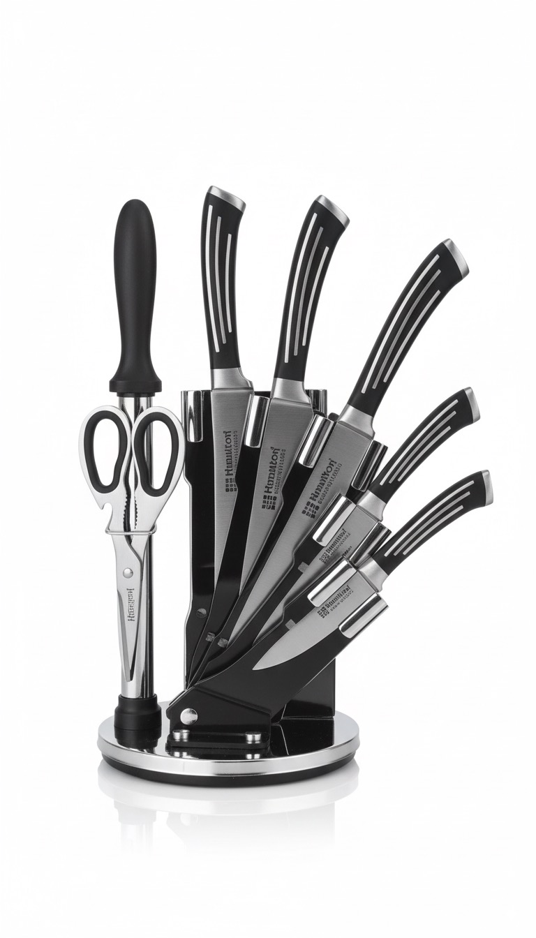 سرویس چاقو آشپزخانه 8 پارچه همیلتون مدل HK-702 - دارای ضمانت‌نامه کتبی آریت‌دیجیت
