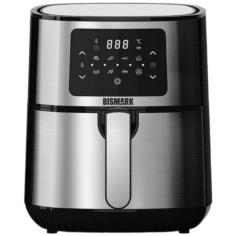 سرخ‌کن بدون روغن بیسمارک مدل BM3555 – ظرفیت 6.5 لیتر، توان 1800 وات، پنل دیجیتال لمسی + گارانتی 24 ماهه بیسمارک سرویس